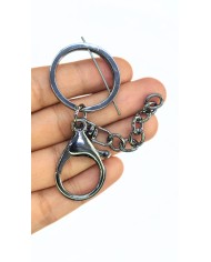 Papağan Klips ve Çift Tur Halka Anahtarlık Çanta Askı Aparatı Antrasit - 1 Adet
