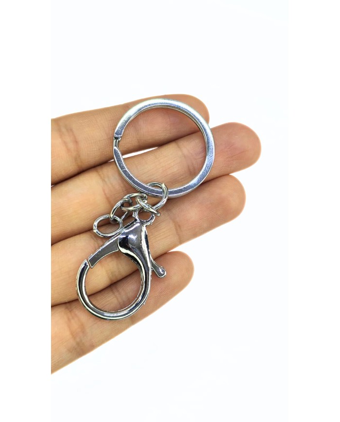 Papağan Klips ve Çift Tur Halka Anahtarlık Çanta Askı Aparatı Nikel - 1 Adet