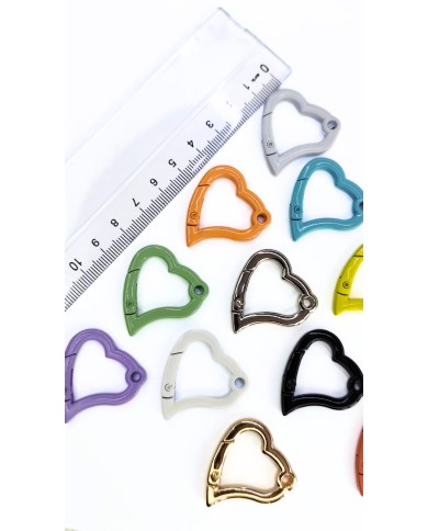 Yaylı Kanca Anahtarlık Çanta Askı Aparatı Kalp Mor 29x31mm - 1 Adet