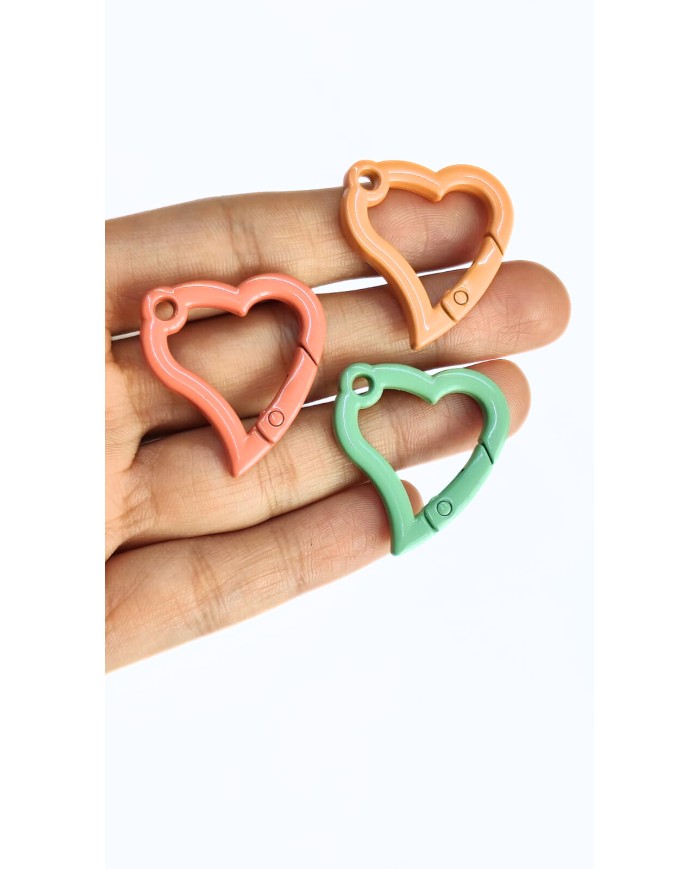 Yaylı Kanca Anahtarlık Çanta Askı Aparatı Kalp Kırmızı 29x31mm - 1 Adet