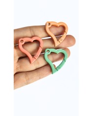 Yaylı Kanca Anahtarlık Çanta Askı Aparatı Kalp Kırmızı 29x31mm - 1 Adet