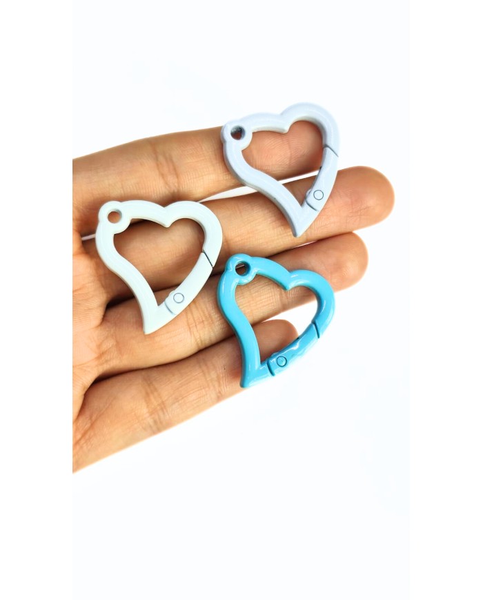 Yaylı Kanca Anahtarlık Çanta Askı Aparatı Kalp Gri 29x31mm - 1 Adet