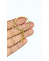 Yuvarlak Anahtarlıık Halkası ve Uzatma Zinciri Sarı 25mm - 1 Adet