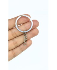 Yuvarlak Anahtarlık Halkası ve Uzatma Zinciri Nikel 25mm - 1 Adet