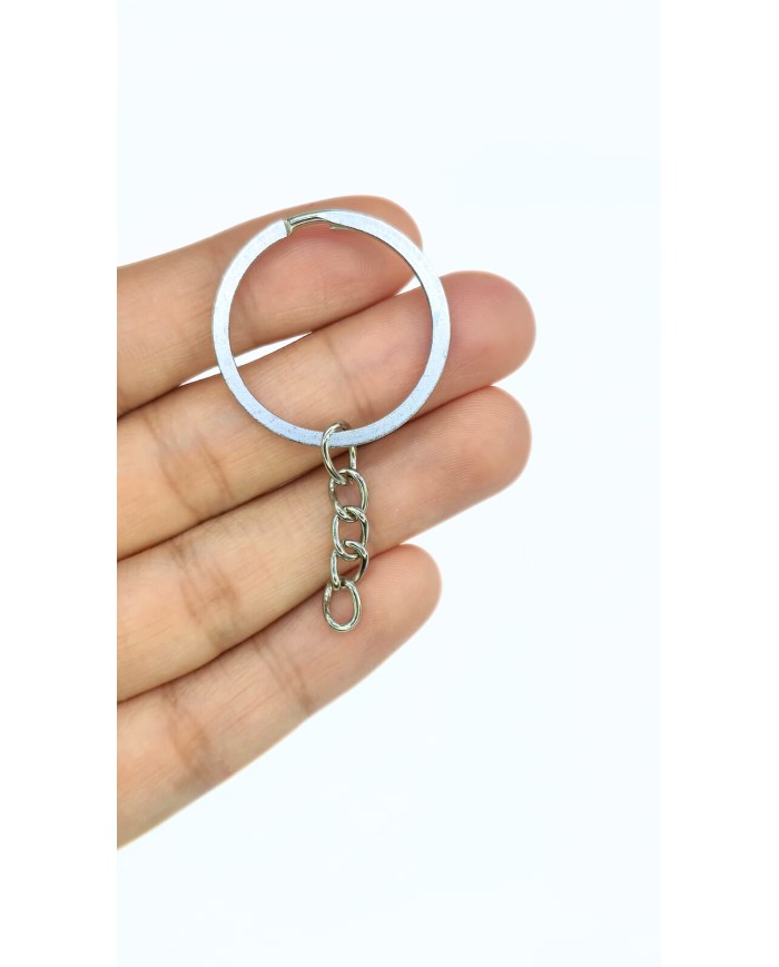 Yuvarlak Anahtarlık Halkası ve Uzatma Zinciri Nikel 25mm - 1 Adet