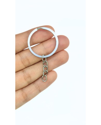 Yuvarlak Anahtarlık Halkası ve Uzatma Zinciri Nikel 25mm - 1 Adet