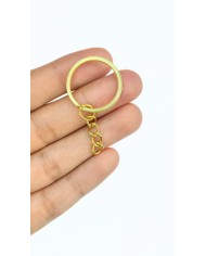Yuvarlak Anahtarlık Halkası ve Uzatma Zinciri Sarı 21mm - 20 Adet