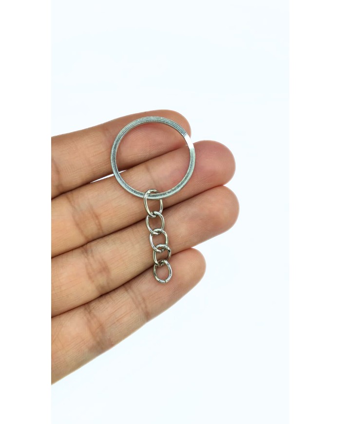 Yuvarlak Anahtarlıık Halkası ve Uzatma Zinciri Nikel 21mm - 1 Adet