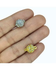 Mıknatıslı Zirkon Taşlı Top Kolye Bileklik Kilidi Kapama Sarı- 1 Adet