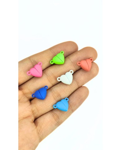 Mıknatıslı Kalp Kolye Bileklik Kilidi Kapama Yeşil - 1 Adet