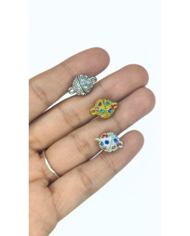 Mıknatıslı Zirkon Taşlı Kolye Bileklik Kilidi Kapama Renkli - 1 Adet