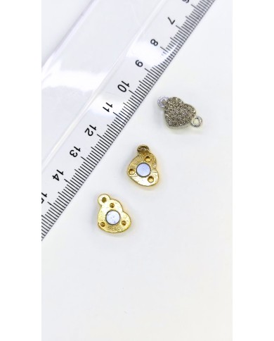 Mıknatıslı Zirkon Taşlı Kalp Kolye Bileklik Kilidi Kapama Nikel - 1 Adet