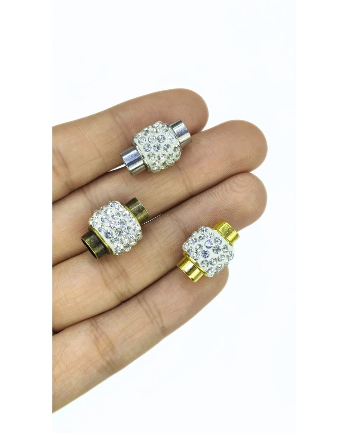 Mıknatıslı Zirkon Taşlı Kolye Bileklik Kilidi Kapama Sarı - 1 Adet