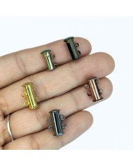 Geçmeli Mıknatıslı Uzun 2 Halkalı Kolye Bileklik Kilidi Kapama Antik Yeşil - 1 Adet