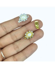 Geçmeli İncili Taşlı Kolye Bileklik Kilidi Kapama Sarı - 1 Adet