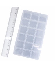 Şeffaf Boncuk Kutusu Organizer Kilitli Dikdörtgen - 18 Gözlü