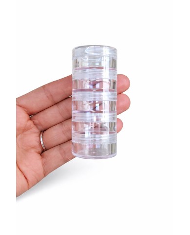 Şeffaf Boncuk Kutusu Organizer Kilitli Yuvarlak - 5'li