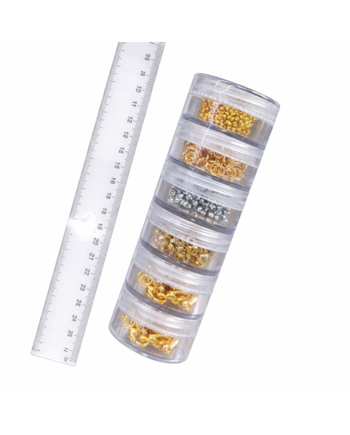 Şeffaf Boncuk Kutusu Organizer Kilitli Yuvarlak - 5'li