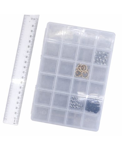 Şeffaf Boncuk Kutusu Organizer Kilitli - 24 Gözlü