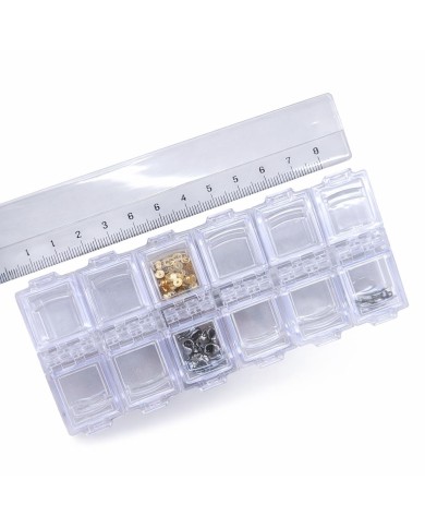 Şeffaf Boncuk Kutusu Organizer Kilitli Dikdörtgen - 12 Gözlü
