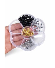 Şeffaf Boncuk Kutusu Organizer Kilitli Çiçek - 7 Gözlü