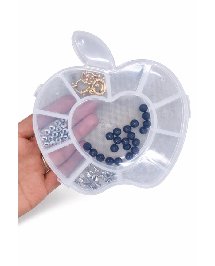 Şeffaf Boncuk Kutusu Organizer Kilitli Elma - 11 Gözlü