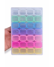 Şeffaf Boncuk Kutusu Organizer Kilitli Dikdörtgen - 28 Gözlü