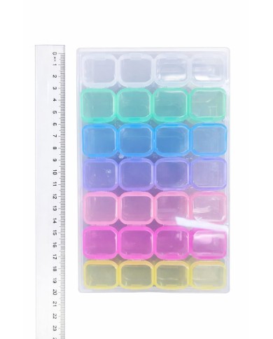 Şeffaf Boncuk Kutusu Organizer Kilitli Dikdörtgen - 28 Gözlü