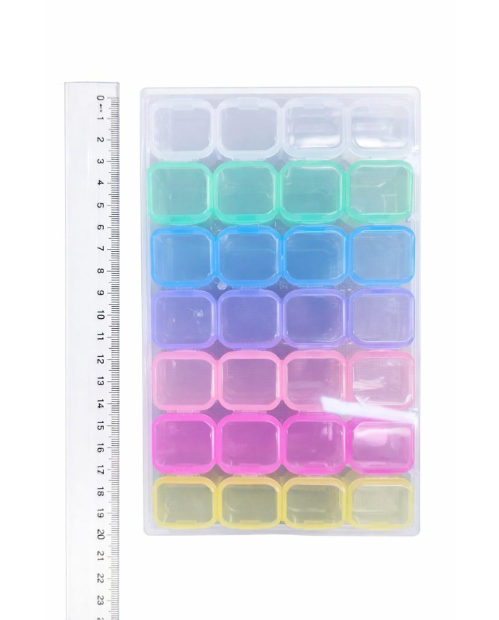 Şeffaf Boncuk Kutusu Organizer Kilitli Dikdörtgen - 28 Gözlü