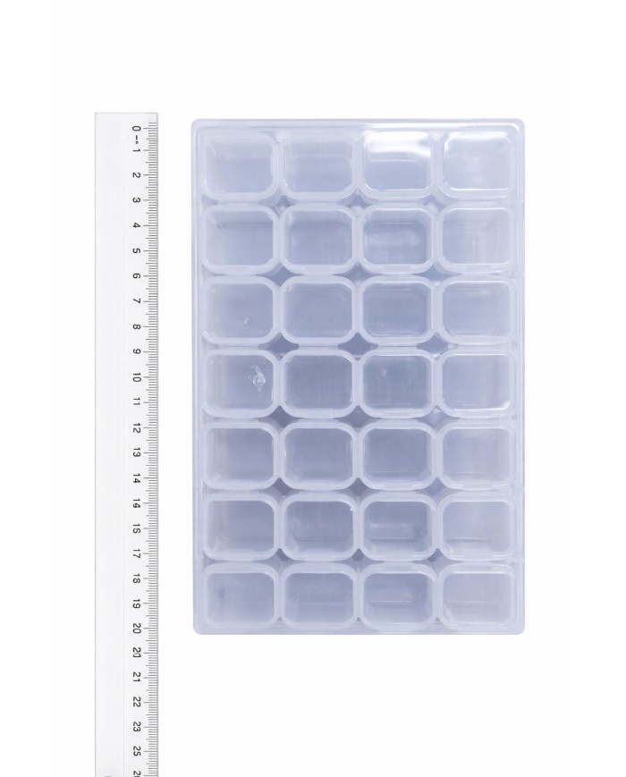 Şeffaf Boncuk Kutusu Organizer Kilitli Dikdörtgen - 28 Gözlü