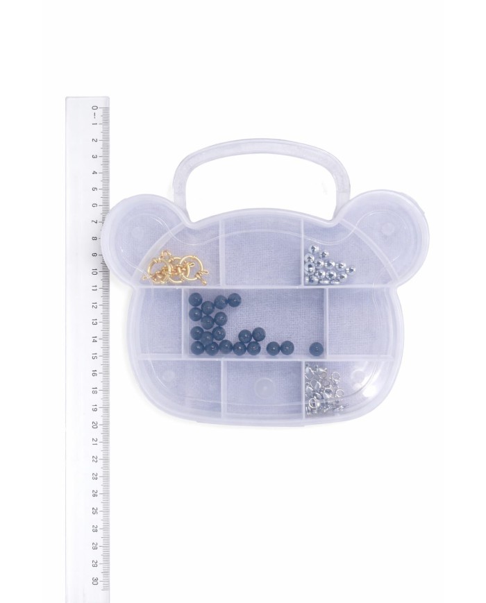Şeffaf Boncuk Kutusu Organizer Kilitli Ayıcık - 11 Gözlü