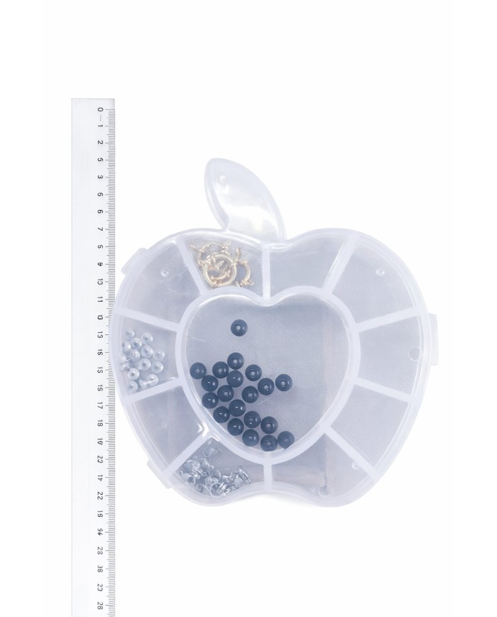 Şeffaf Boncuk Kutusu Organizer Kilitli Elma - 11 Gözlü