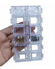 Şeffaf Boncuk Kutusu Organizer Kilitli Dikdörtgen - 12 Gözlü