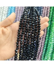 8mm İpe Dizili Kristal Boncuk Siyah - 10 Dizi