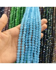 8mm İpe Dizili Kristal Boncuk Mat Buz Mavisi - 10 Dizi