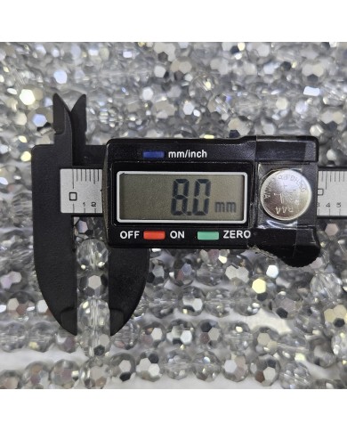 8mm İpe Dizili Kristal Boncuk Mat Mavi - 10 Dizi