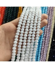 8mm İpe Dizili Kristal Boncuk Mat Beyaz - 10 Dizi