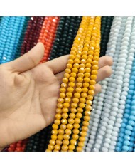 8mm İpe Dizili Kristal Boncuk Mat Sarı - 10 Dizi