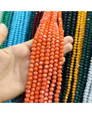 8mm İpe Dizili Kristal Boncuk Mat Turuncu - 10 Dizi