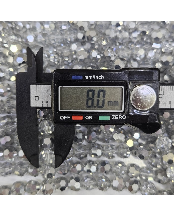 8mm İpe Dizili Kristal Boncuk Mat Yeşil - 10 Dizi