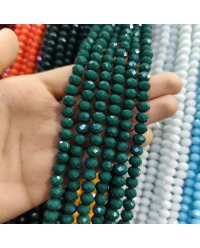 8mm İpe Dizili Kristal Boncuk Mat Zümrüt Yeşili - 10 Dizi