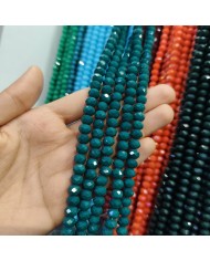 8mm İpe Dizili Kristal Boncuk Mat Petrol Yeşili - 10 Dizi