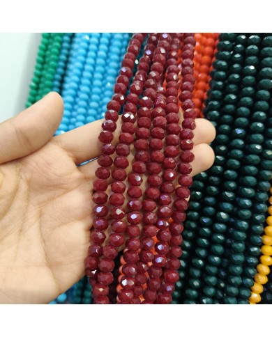 8mm İpe Dizili Kristal Boncuk Mat Bordo - 10 Dizi