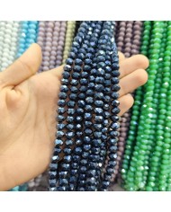 8mm İpe Dizili Kristal Boncuk Metalik Kaplama Janjanlı Lacivert - 10 Dizi