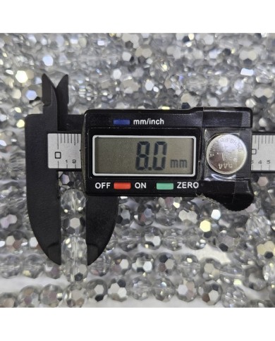 8mm İpe Dizili Kristal Boncuk Şeffaf Sarı - 10 Dizi