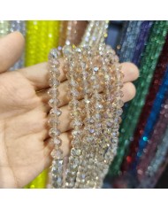 8mm İpe Dizili Kristal Boncuk Şeffaf Janjanlı Açık Vizon - 10 Dizi