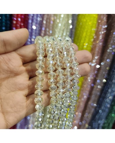 8mm İpe Dizili Kristal Boncuk Şeffaf Janjanlı Açık Sarı - 10 Dizi