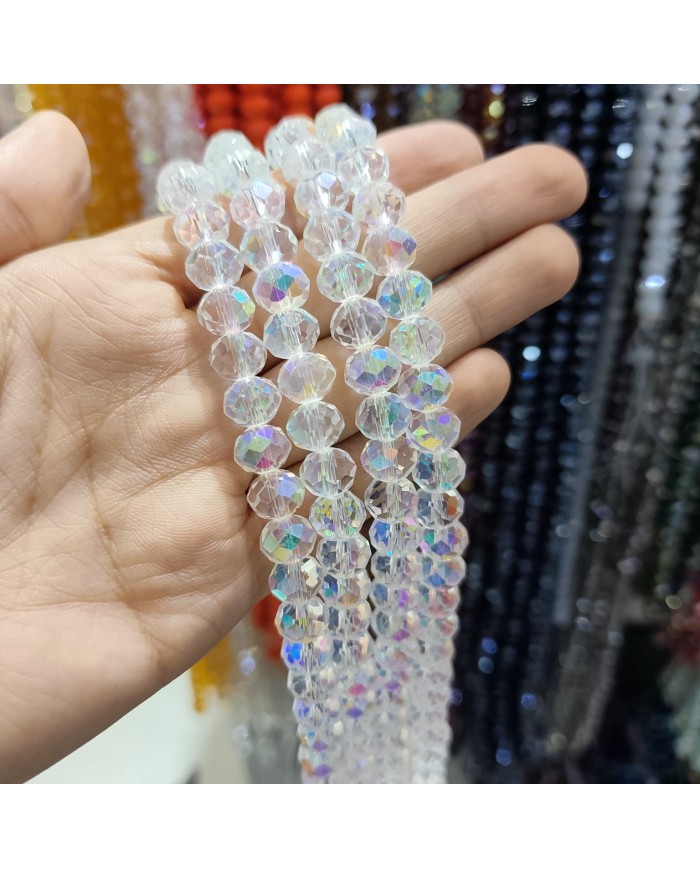 10mm İpe Dizili Kristal Boncuk Şeffaf Janjanlı - 10 Dizi