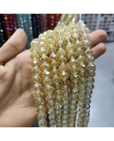 10mm İpe Dizili Kristal Boncuk Şeffaf Janjanlı Bal Rengi - 10 Dizi