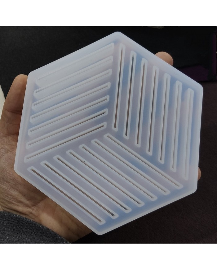 Beton ve Epoksi Silikon Bardak Altı Kalıbı - Altıgen -Kod:194